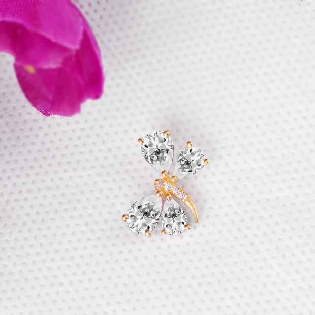 White Topaz Gemstone & Diamond Solid 14k Yellow Gold Pendant