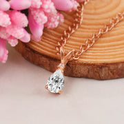 White Topaz Gemstone & Diamond Solid 14k Rose Gold Pendant