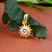 White Topaz Gemstone Solid 14k Yellow Gold Pendant