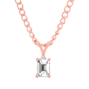 White Topaz Gemstone & Diamond Solid 14k Rose Gold Pendant