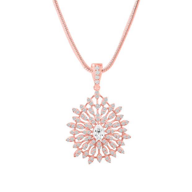 White Topaz Gemstone Solid 14k Rose Gold Pendant