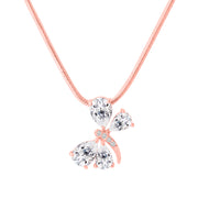 White Topaz Gemstone & Diamond Solid 14k Rose Gold Pendant