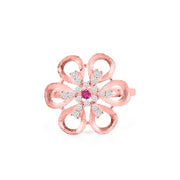 Ruby Gemstone & Diamond Solid 14k Rose Gold Ring