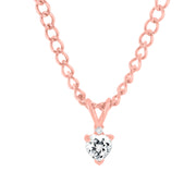 White Topaz Gemstone & Diamond Solid 14k Rose Gold Pendant