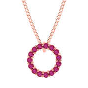 Gemstone Solid 14k Rose Gold Round Ring Pendant