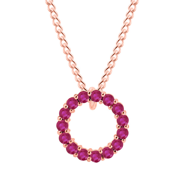Gemstone Solid 14k Rose Gold Round Ring Pendant