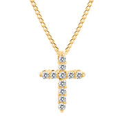 White Topaz Gemstone Solid 14k Yellow Gold Cross Pendant