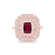 Ruby Gemstone & Diamond Solid 14k Rose Gold Ring