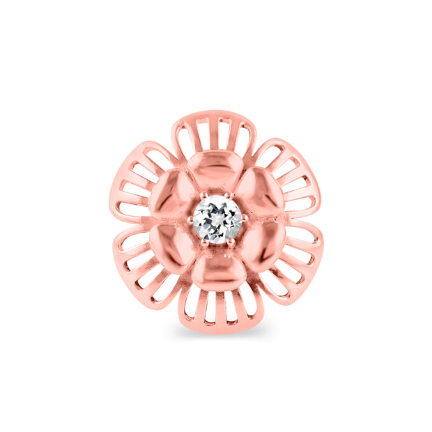 White Topaz Gemstone Solid 14k Rose Gold Ring