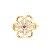 Ruby Gemstone & Diamond Solid 14k Yellow Gold Ring
