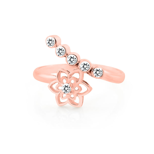 White Topaz Gemstone Solid 14k Rose Gold Ring