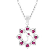 Ruby Gemstone Solid 925 Sterling Silver OM Pendant