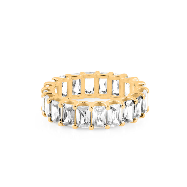 White Topaz Gemstone Solid 14k Yellow Gold Ring