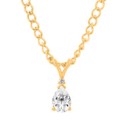White Topaz Gemstone & Diamond Solid 14k Yellow Gold Pendant