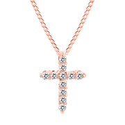 White Topaz Gemstone Solid 14k Rose Gold Cross Pendant
