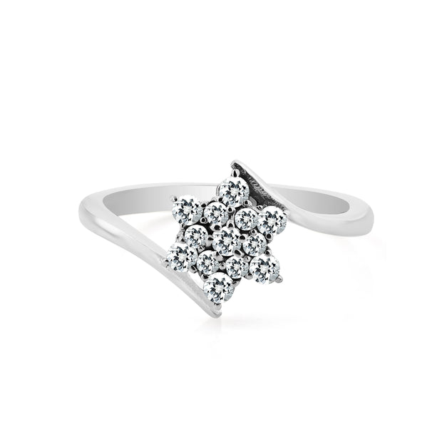 White Topaz Gemstone Solid 14k White Gold Ring