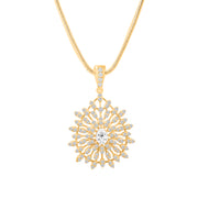 White Topaz Gemstone Solid 14k Yellow Gold Pendant