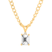 White Topaz Gemstone & Diamond Solid 14k Yellow Gold Pendant