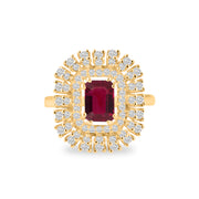 Ruby Gemstone & Diamond Solid 14k Yellow Gold Ring