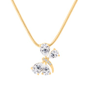 White Topaz Gemstone & Diamond Solid 14k Yellow Gold Pendant