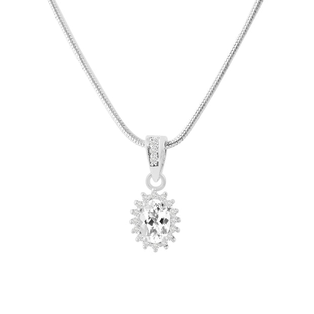 White Topaz Gemstone Solid 925 Sterling Silver Pendant