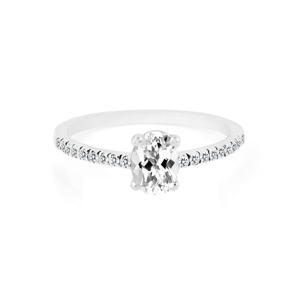 White Topaz Gemstone Solid 925 Sterling Silver Ring