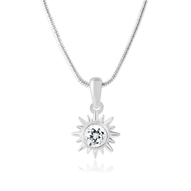 White Topaz Gemstone Solid 925 Sterling Silver Pendant
