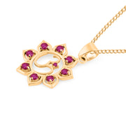 Ruby Gemstone Solid 14k Yellow Gold OM Pendant