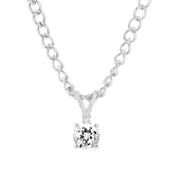 White Topaz Gemstone & Diamond Solid 14k White Gold Pendant