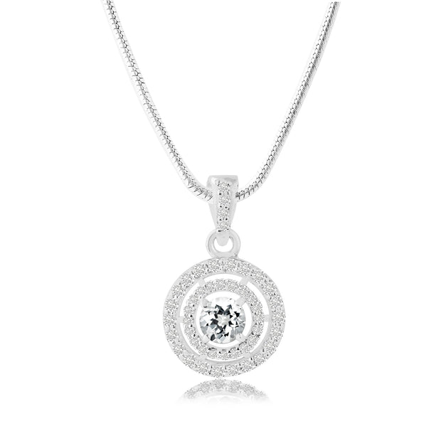 White Topaz Gemstone Solid 925 Sterling Silver Pendant