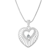White Topaz Gemstone & Diamond Solid 925 Sterling Silver Pendant