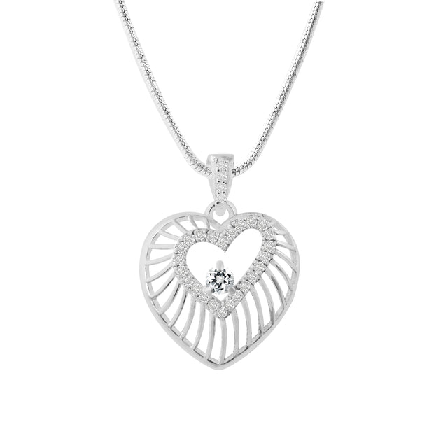 White Topaz Gemstone & Diamond Solid 925 Sterling Silver Pendant
