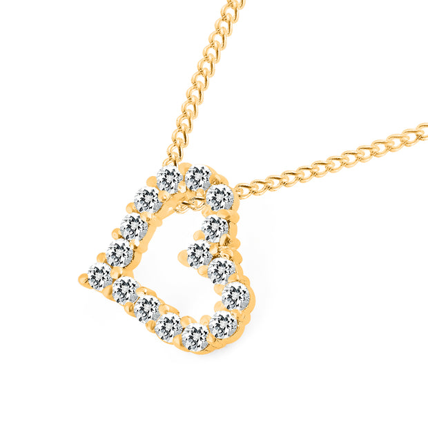 White Topaz Gemstone Solid 14k Yellow Gold Heart Pendant