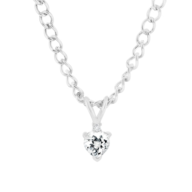 White Topaz Gemstone & Diamond Solid 925 Sterling Silver Pendant
