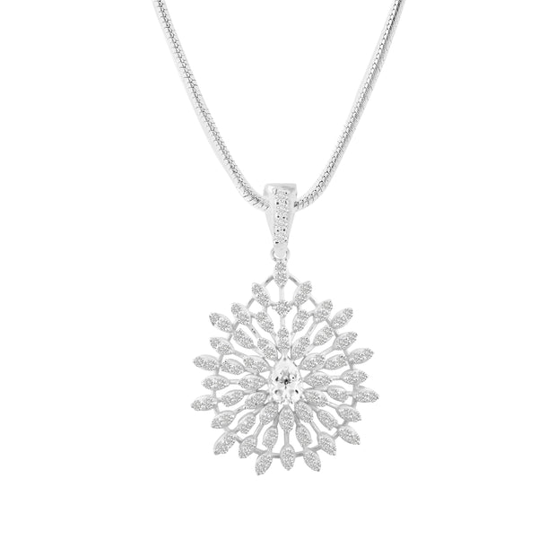 White Topaz Gemstone Solid 925 Sterling Silver Pendant