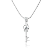 White Topaz Gemstone & Diamond Solid 925 Sterling Silver Pendant