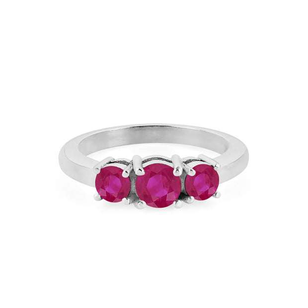 Ruby Gemstone Solid 14k White Gold Ring