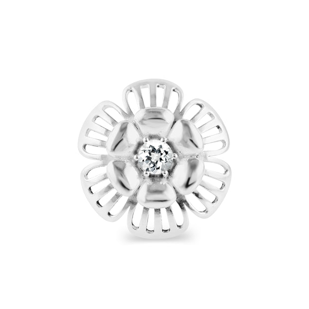 White Topaz Gemstone Solid 14k White Gold Ring