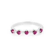 Ruby Gemstone Solid 14k White Gold Ring