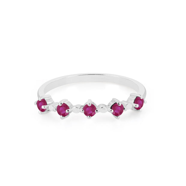 Ruby Gemstone Solid 14k White Gold Ring