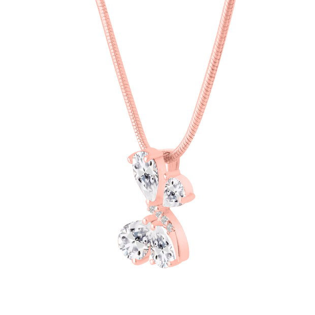 White Topaz Gemstone & Diamond Solid 14k Rose Gold Pendant