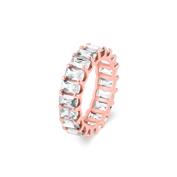White Topaz Gemstone Solid 14k Rose Gold Ring