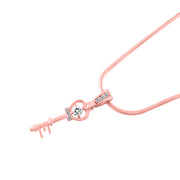 White Topaz Gemstone & Diamond Solid 14k Rose Gold Key Pendant