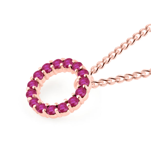 Gemstone Solid 14k Rose Gold Round Ring Pendant
