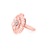 White Topaz Gemstone Solid 14k Rose Gold Ring