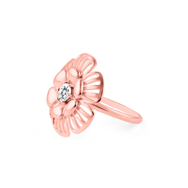 White Topaz Gemstone Solid 14k Rose Gold Ring