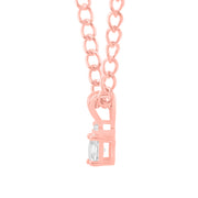 White Topaz Gemstone & Diamond Solid 14k Rose Gold Pendant