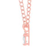 White Topaz Gemstone & Diamond Solid 14k Rose Gold Pendant