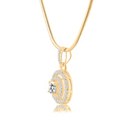 White Topaz Gemstone Solid 14k Yellow Gold Pendant