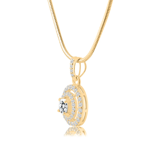 White Topaz Gemstone Solid 14k Yellow Gold Pendant